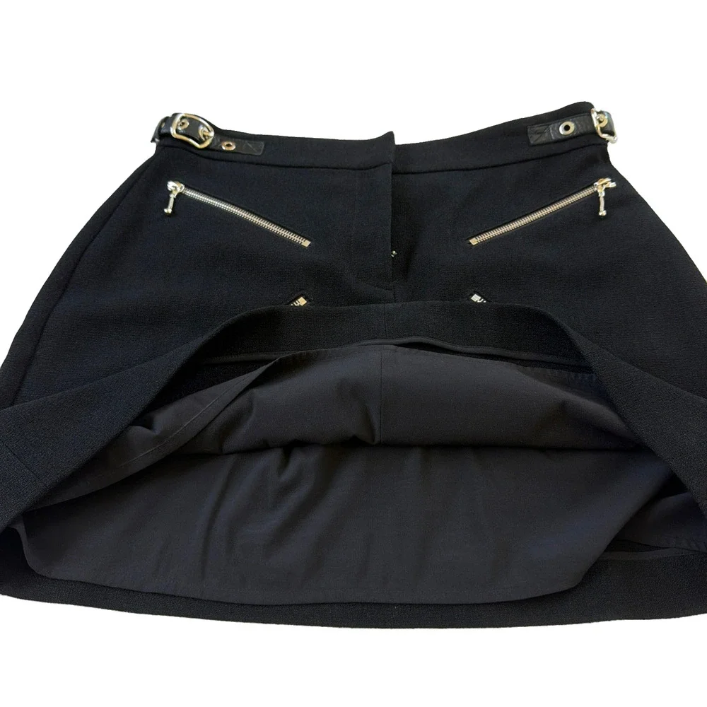 Alexander Wang Cupro Mini Skirt Black Womens Size 8 Multi Zip Edgy Designer